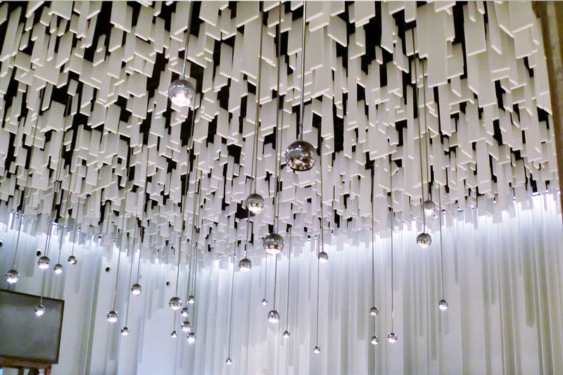 Slanted Ceiling Acoustic Treatment Shelly Lighting